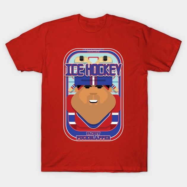 Ice Hockey Blue and Red - Faceov Puckslapper - Seba version T-Shirt by Boxedspapercrafts